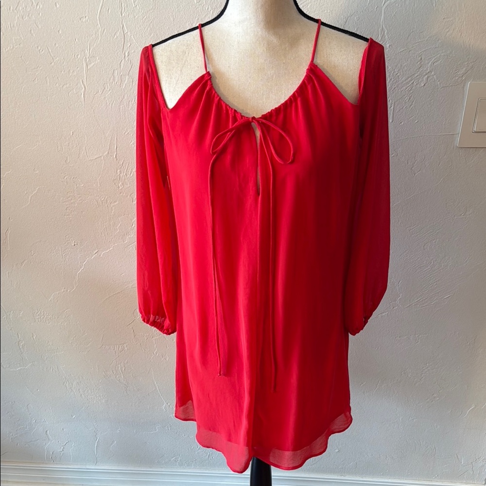 Women's Red Cold Shoulder Dress